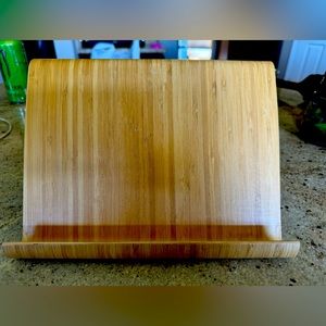 Natural wood cookbook or recipe holder